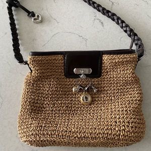 Brighton straw shoulder bag with charms